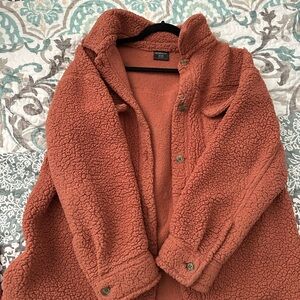 Brown Teddy Jacket Plush Fleece Casual
